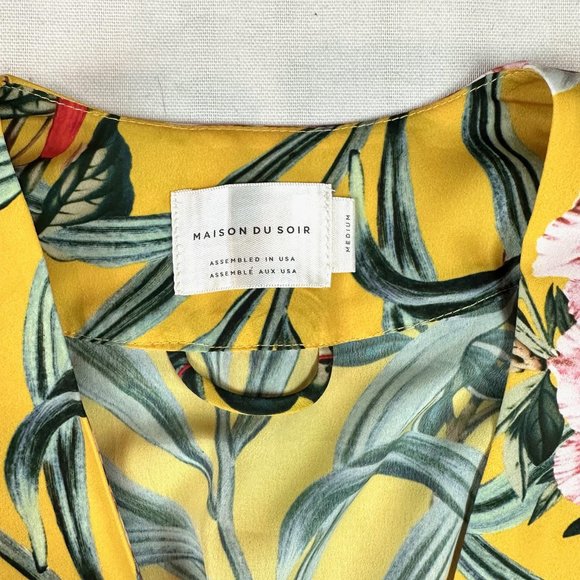 Maison Du Soir Womens sz M Isabella Robe Marigold Floral Kimono Long Belted NEW - Picture 8 of 8